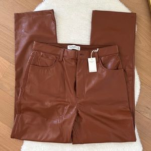 Abercrombie & Fitch Vegan Leather 90s Straight Pant